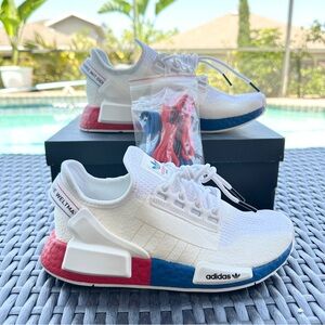 Adidas Originals NMD_R1 V2 J 'White Lush Red Blue' Kids Sneakers FX4150